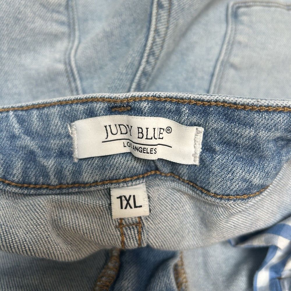 Judy Blue Gingham Patch Denim Cutoff Distressed Shorts Size 1XL Style #150007 - Picture 2 of 6